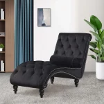 Chaise Lounge Indoor,Velvet Upholstered Lounge Chair Button-Tufted Armless Chair with Pillow, for Bedroom Living, Customized