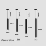 Nordic Long Tube Dimmable 7W 12W Pendant Lights Hanging Kitchen Light Length Adjustable Home Dining Room Lighting Lights 6