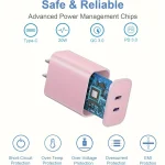 20W Dual Port USB C Charger Block With 6.6FT Long USB C To Lightning Charging Cable For IPhone 14 Pro/13 Pro/12 Mini/12/11/iPad 3
