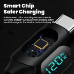 120W USB A To Type C LED Digital Display Fast Charging Data Cable Nylon Braided USB Charge Cord Type C To Type C PD 6A USB Cord 6