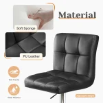 JHK PU Leather Bar Stools Set of 2,Upholstered Counter Height Bar Stools,SGS Certified Gas Gylinder Comfortbale Backrest 4