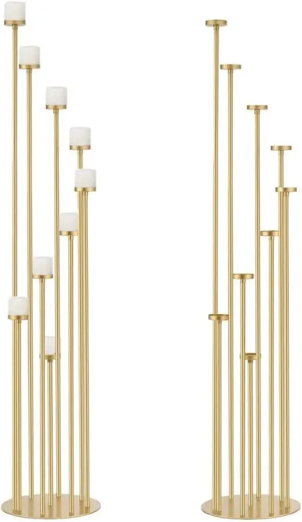 2pcs 9 Arm Candelabra Floor Candle Holders Tall Set for Wedding Gold Candelabras Candle Stand