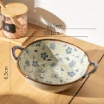 7.5inch Japanese Household Noodle Bowl Ceramic Soup Bowl With Handle Salad Pasta Bowl Kitchen Tableware Microwave Oven Bakware 6