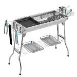 Stainless Steel Charcoal Grill Barbecue Tool Portable Free Installation Handle Folding  BBQ Cooking Grid  For  Park