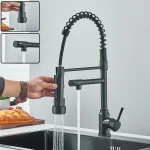 Kitchen Sink Faucet Pull Down Hot and Cold Water Mixer2 Mode Tap with Dual Spout 360 Rotation Flexible Deck Mounted 2