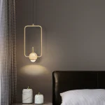 Gold Pendant Light 10W Modern Rectangle Hanging Lamp Adjustable Cord 3.28ft for Dining Room Kitchen, Ceiling Mount Fixture 5