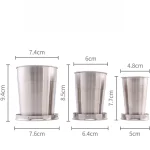 Portable Stainless Steel Folding Cup Telescopic Mug for Tea Camp Utensils Tableware Folded Cup Outdoor Camping 75ml/150ml/250ml 6