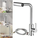 Stainless Steel Kitchen Faucet, Hot and Cold Mixing Tap, 4-Spray Modes Kitchen Faucet (Suitable for Farmhouse Kitchens, RVs, Lau 5