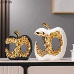 Gold-plated Apple Hollow Out Crafts Ceramic Sculpture Desk Decoration Ornaments Creative Apple Statue Room Aesthetic Decor 2