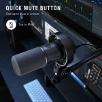 FIFINE Dynamic USB/XLR Microphone with Gain Knob/Touch-mute/Headphone Jack,Recording Mic for PC Sound Card Streaming-K688W White 4