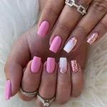 24pcs Press on Nails Flower Design Mid-length Ballet False Nail Fashion Brown Full Cover Manicure Tips Datachable Fake Nails Set 3