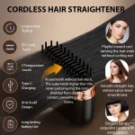 Portable Hair Straightener Brush Rechargeable Mini Smoothing Brush for Styling for Home Travel Gift Heated Electric Hair Brushes 2