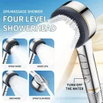 1pc Filtered Supercharged Shower Head Four-speed Adjustment With Water Seal Multi-functional Home Shower Bathroom Accessories 2