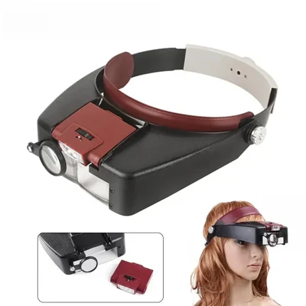 10X Magnifying Headband Glasses LED Illuminated Loupe Adjustable Size Reading Optivisor for Close-Up Work