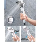 High Pressure Shower Head Water Saving 3 Modes Shower Heads Adjustable One-Key Stop Water Massage Sprayer Bathroom Accessories 4