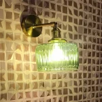 Nordic LED glass wall lamp with cable switch, minimalist living room bedroom bedside indoor lighting wall lamp glass lampshade 3