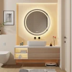 LUVODI Round Smart Mirror Bathroom Illuminate Waterproof Wash Basin Shower Vanity Mirror with Touch Screen 4