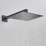 Black Concealed Shower System Rain Waterfall Bathroom Embedded Shower Faucet Set with Tub Spout 2
