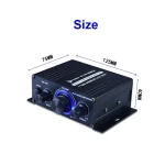 AK170 Mini Digital Power Audio Car Amplifier Blue Light Stereo Audio Amplifier for Home Theater Club Party Music 200Wx2 Power 6