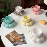 Ceramic Cloud Coffee Mug Sets Creative Flowers Saucer Mug Exquisite Office Afternoon Tea Cups Kitchen Drinkware Home Accessories
