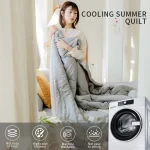 2025 new Japanese polyester cotton quilted summer quilt skin-friendly washable light luxury style solid color lightweight 3