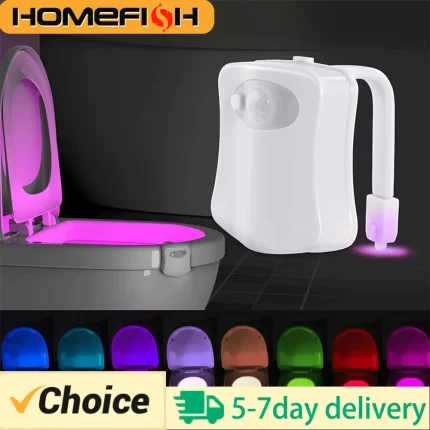 HOMEFISH Wireless Motion Sensor LED Night Light RGB 8 Colors Toilet Bathroom Atmosphere Colorful Lamp Sensor LED Night Lights