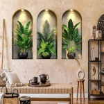 3D Watercolor Plant Wall Stickers - Realistic Potted Plants Decor, Self-Adhesive Vine Leaves For Living Room Bedroom Wall Decor 5