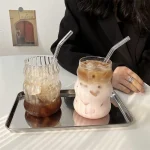 1pc Glass Cup 530ml Water Glasses Stripe Mug Heat-resistant Tumbler Drinkware Perfect For Tea Juice Milk Coffee For Party 3