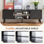 JHK Wooden Fireplace Tv Stand For Up To 60 Inch TV Entertainment Center For Living Room Media Console Adjustable Shelf 2 Storage 3