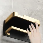 Black Gold Toilet Paper Holder Bathroom Wall Mount Multifunction WC Paper Phone Holder Shelf Towel Roll Shelf Accessories 3