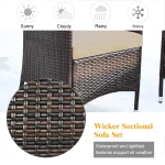 4PCS Rattan Patio Furniture Set Cushioned Sofa Chair Coffee Table Garden 6