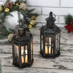 Vintage Nordic Candle Holder Lanterns Candles Aesthetic Hanging Lantern Iron Lantern Black Home Decor Wedding Room Decoration 4