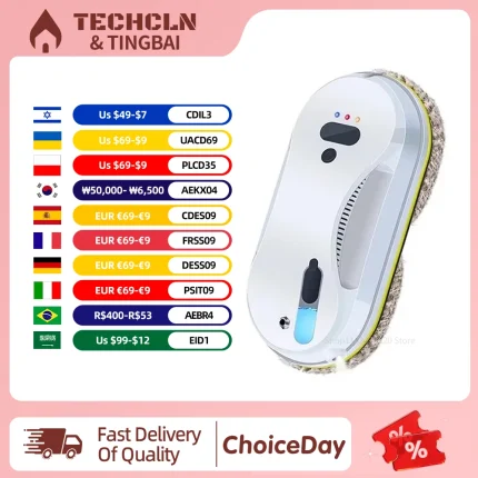 Intelligent Window Cleaning Robot Ultrasonic Atomization Water Spray 5600Pa Super Suction