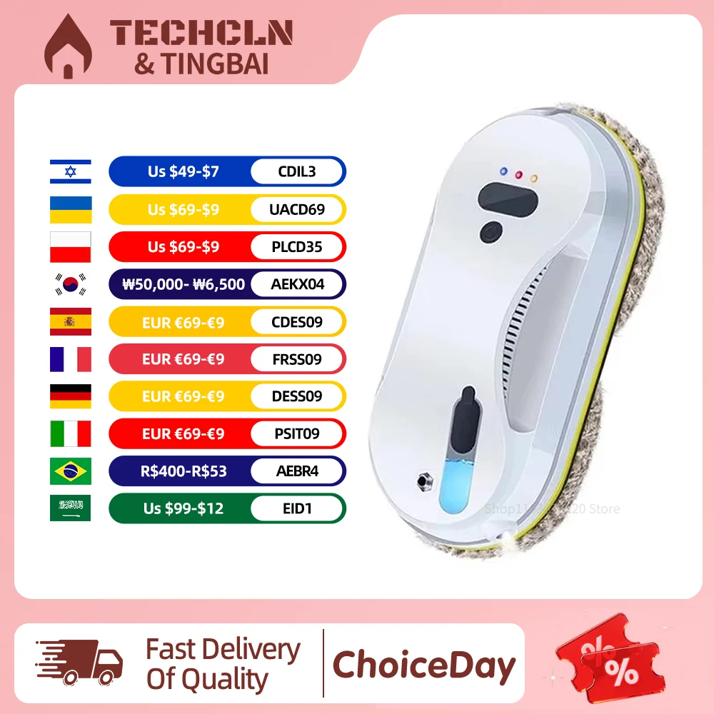 Intelligent Window Cleaning Robot Ultrasonic Atomization Water Spray 5600Pa Super Suction Intelligent Window Cleaning Robot Ultrasonic Atomization Water Spray 5600Pa Super Suction
