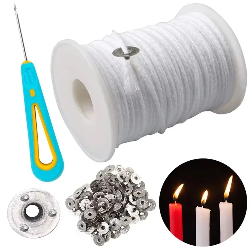 100Pcs Candle Holder 61m Cotton Candle Wick Smokeless Aromatherapy Cylindrical Candle Thread Candle Making Kit DIY Candle Maker 100Pcs Candle Holder 61m Cotton Candle Wick Smokeless Aromatherapy Cylindrical Candle Thread Candle Making Kit DIY Candle Maker