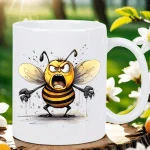 Bee Insulated Ceramic Coffee Mug - Reusable, Hand-Wash Only - Perfect for Coffee Lovers, Men & Women White Mug 2