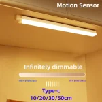 Motion Sensor Lamp Night Light Wireless LED USB Type C Rechargeable Lamp for Kitchen Cabinet Bedroom Wardrobe Staircase Lighting 5