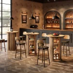 Tribesigns 35.4" Round Bar Table, Rustic Cocktail Table with 3-Tier Hidden Storage Shelves, Bistro High Top Pub Table 2