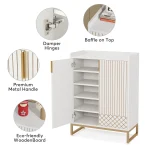 Tribesigns White Shoe Cabinets with Doors, 5-Tier Shoe Rack, Wood Storage Cabinet for Bedroom Hallway Living Room 5