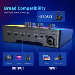 FIFINE Gaming Audio Mixer,Streaming 4-Channel RGB Mixer with XLR Microphone Interface,for Game Voice,Podcast,AmpliGame SC3 5