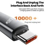 120W Type C Cable Digital Display Car Spring Charging Cord Retractable USB C To Type C Fast Charging Cable for iPhone 17 Xiaomi 5
