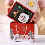 New Year Festive Christmas Xmas Theme Ceramic Mug Cup Set with Spoon and Lid Christmas Gift Box Mug Milk Coffee Tea Breakfast 3