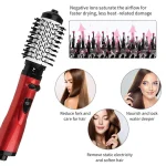 Rotating Hair Dryer Brush Electric Blow Drier Comb Hot Air Straightener Curler Iron One Step 2 Gears Blower Replaceable 2 Heads 6