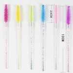 50Pcs Makeup Eyelash Brushes Disposable Crystal Eyebrow brush Diamond Handle Mascara Wand Applicator Lashes Extension Tools 4