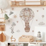 Cartoon Hot Air Balloon Animals Bear Rabbits Wall Stickers for Child Room Boy Room Decoration Nursery Baby Room Decoration Decal 3