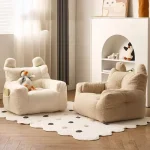 Children's Small Sofa Chair Cute Mini Seat Baby Reading Lazy Dwarf Sofa Cotton Linen Lamb's Wool Fabric Small Balcony Seat 3
