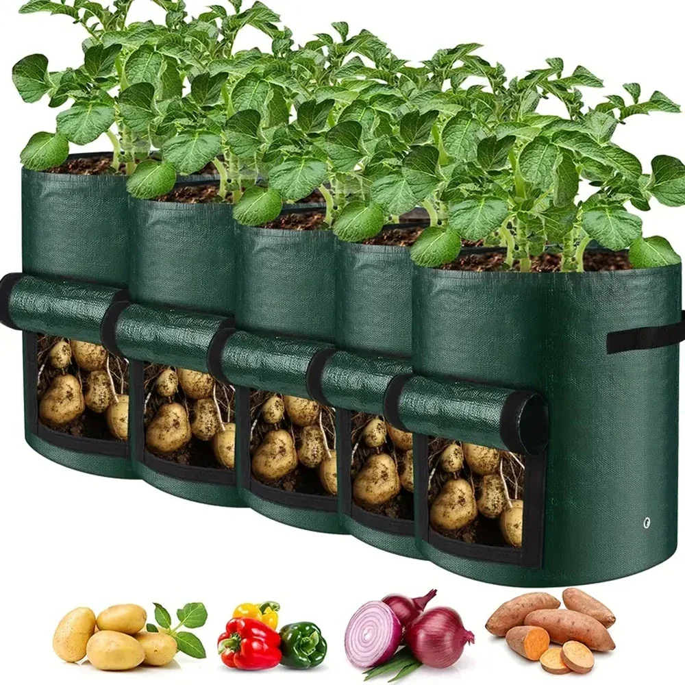 5PCs Garden Supplies Vegetable Plant Grow Bag Planting Container Bag Thicken Garden Pot DIY Potato Grow Planter PE Cloth 5PCs Garden Supplies Vegetable Plant Grow Bag Planting Container Bag Thicken Garden Pot DIY Potato Grow Planter PE Cloth