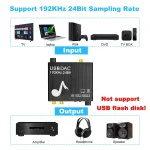 USB DAC 192kHz 24Bit Digital to Analog Converter with Bass&Volume Control Coaxial Toslink Stereo L/R RCA 2