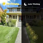 HOMEFISH 60LED Solar Fireworks Garden Lights Outdoor Waterproof with 8 Lighting Modes Remote Control Decorative Light 5
