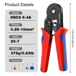 HSC8 6-4A Crimping Tool 0.25-10mm for Ferrule Tubular Terminals ² 23-7AWG Ferrule Crimping Clamp Set Wire Head Electrician Tools 2